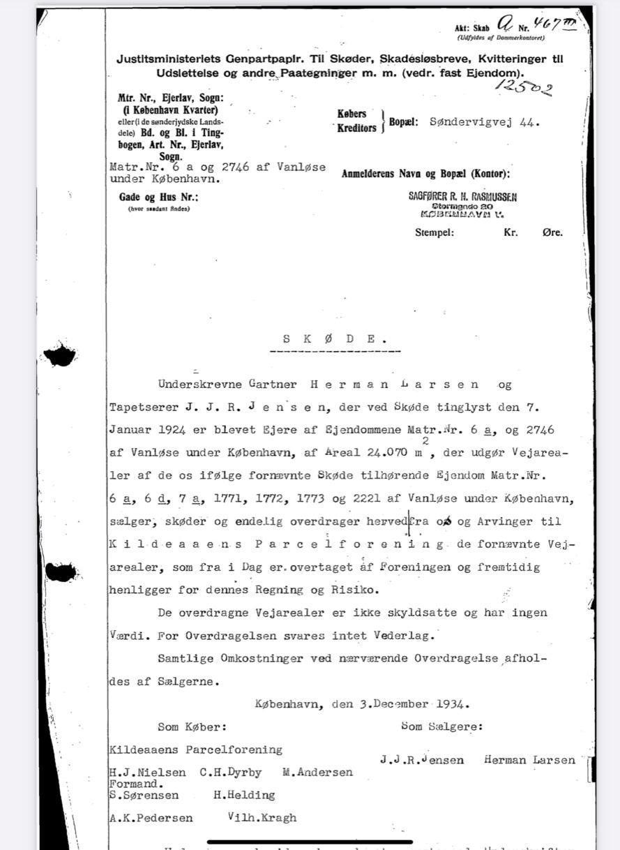 Tinglyst adkomst af foreningsmatriklerne 6a og 2746 (side 1)